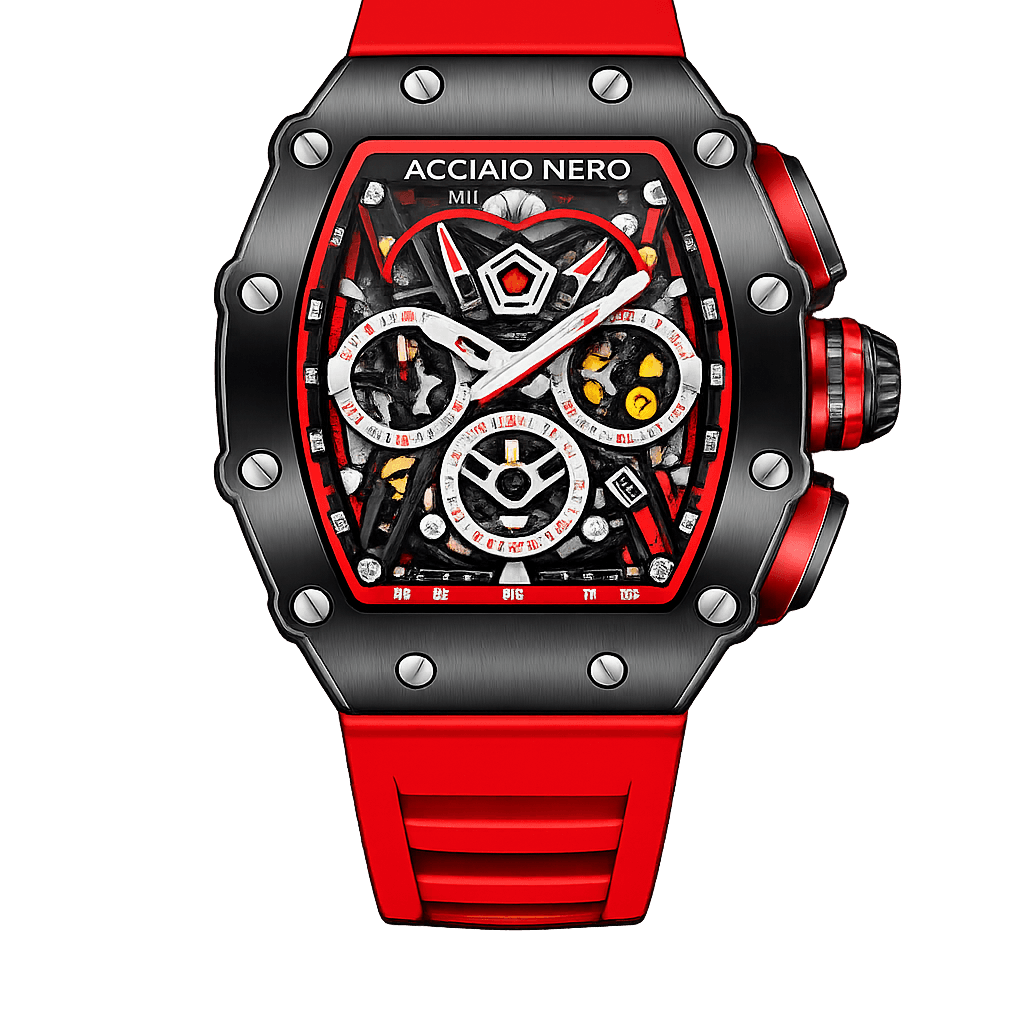 Acciaio Nero Watch — Black On Red
