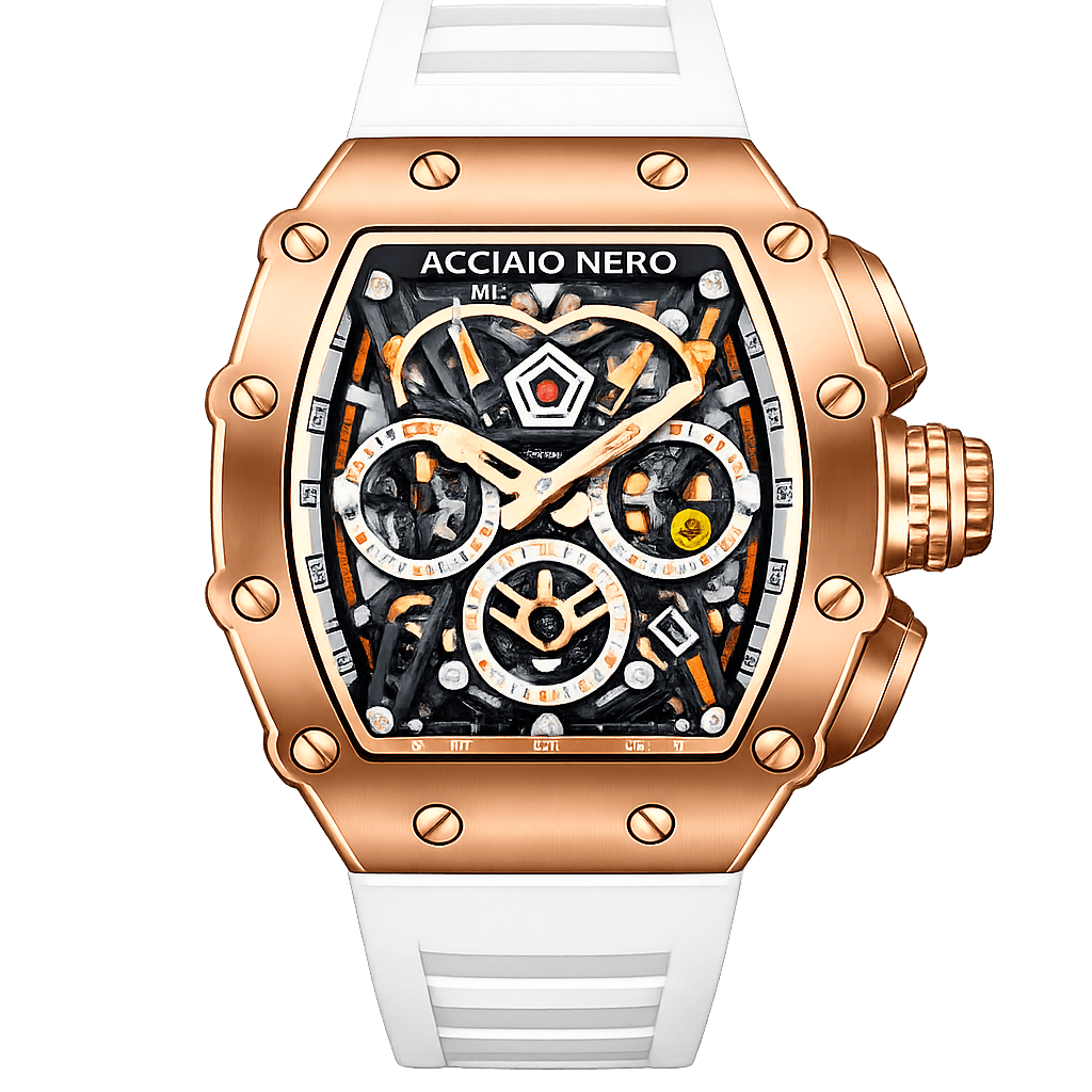 Acciaio Nero Watch — White And Gold