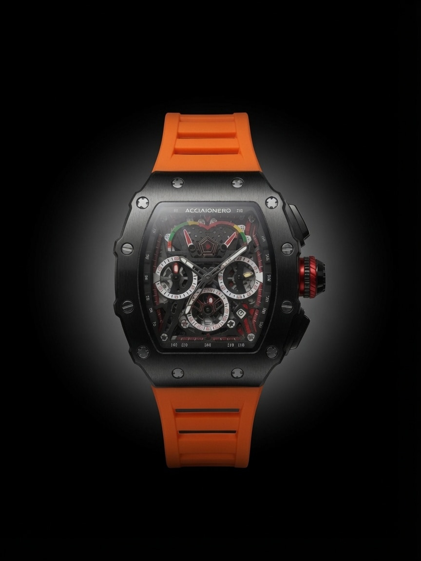 Acciaio Nero Watch — Black On Orange