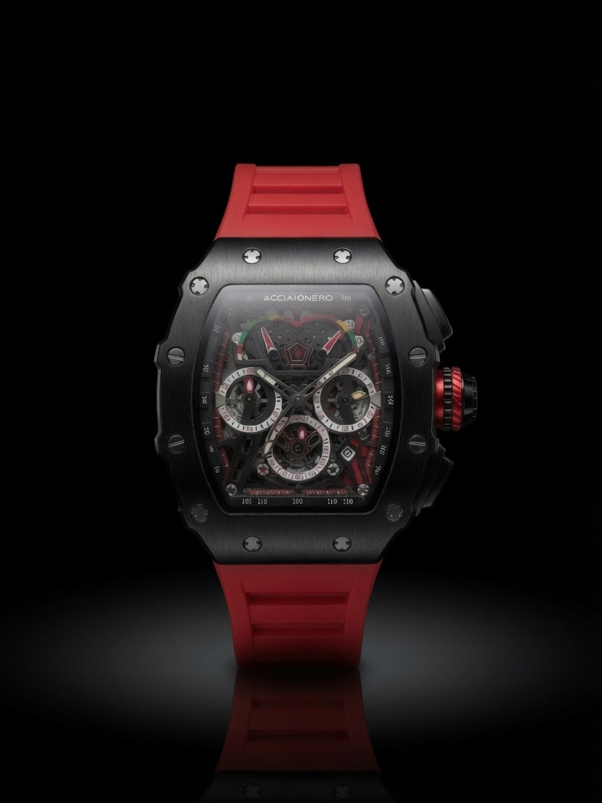 Acciaio Nero Watch — Black On Red