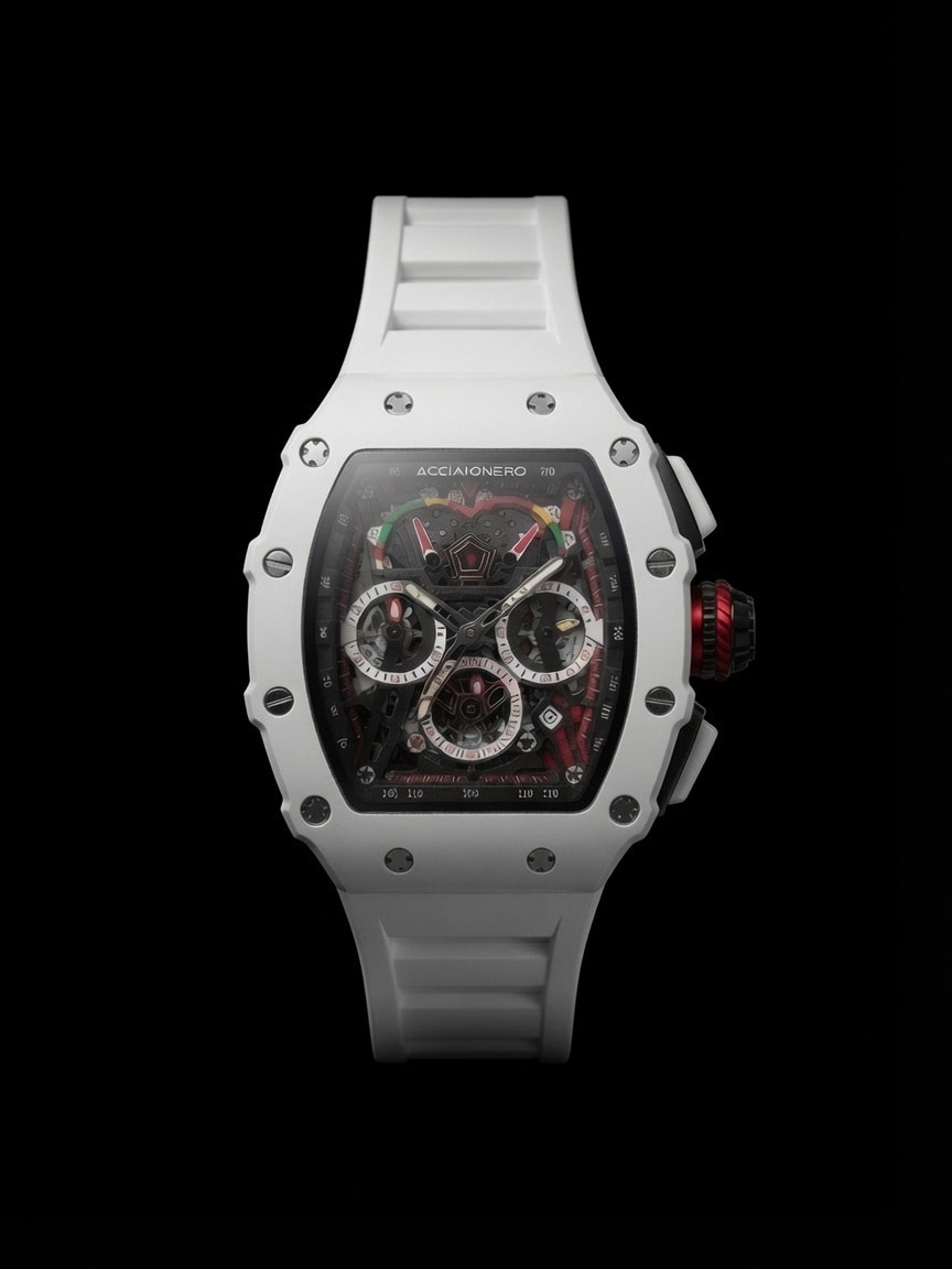 Acciaio Nero Watch — White On White